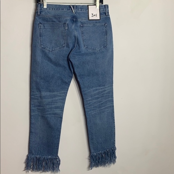 3x1 NYC Straight Crop Fringe Stella Blue Jeans Country Rock 26 New w tags - Picture 7 of 11